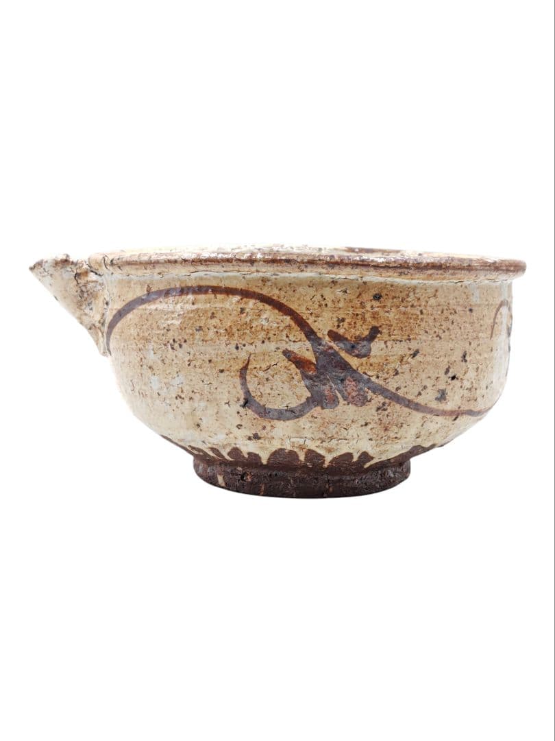 唐津焼 【中川自然坊】『粉引 唐津 片口 鉢』 幅約２４cm 在印 桐共箱 鉢