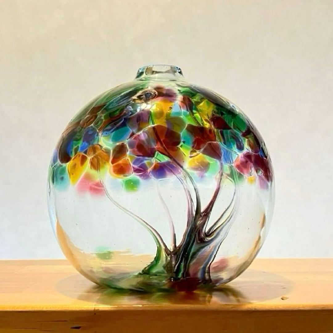 ガラス美術品　宙吹きガラス　オブジェ　インテリア　花瓶