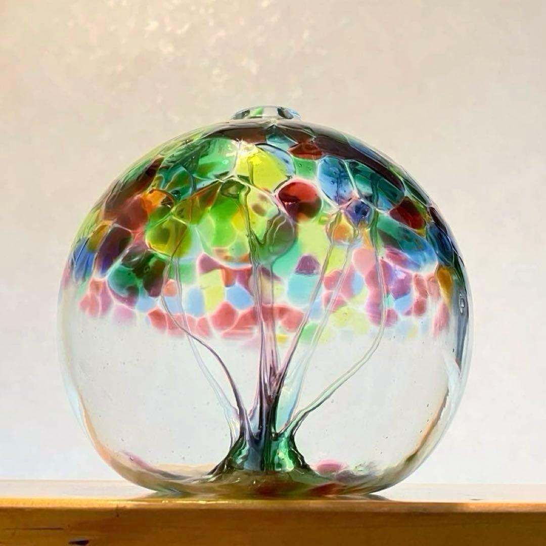 ガラス美術品　宙吹きガラス　オブジェ　インテリア　花瓶