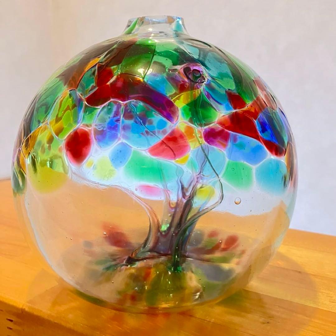 ガラス美術品　宙吹きガラス　オブジェ　インテリア　花瓶