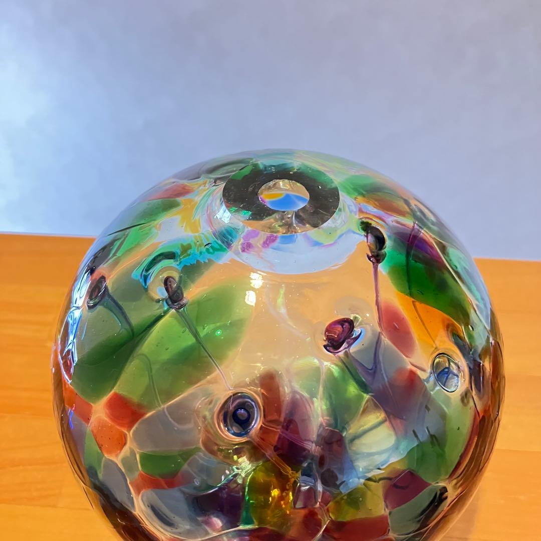 ガラス美術品　宙吹きガラス　オブジェ　インテリア　花瓶