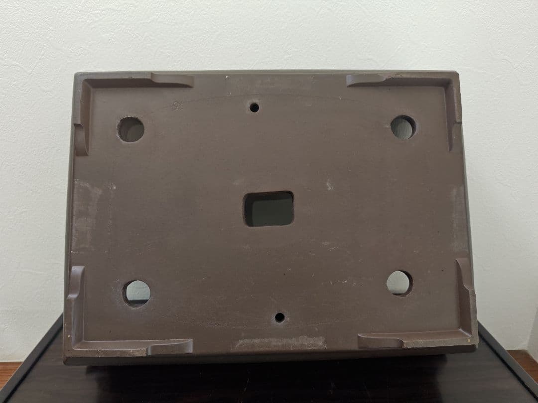 ブラウン長方形盆栽鉢 陶器製 約47cm×36cm×14.5cm　大型