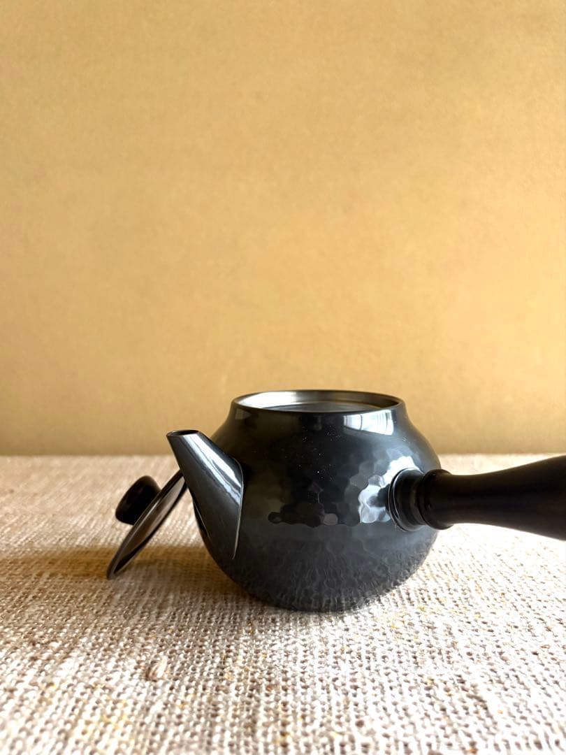 新光堂 【未使用】純銅 横手 鎚目急須 伝統工芸品 美術銅器