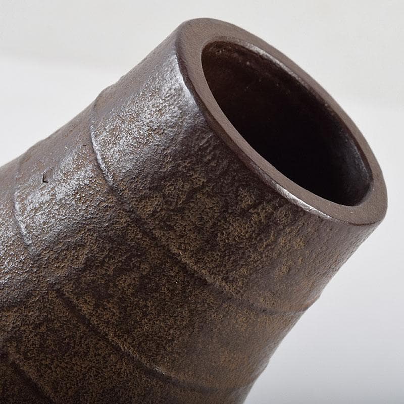 南部鉄器　御釜師　鈴木盛久作　波紋花器　重さ約1015g　共箱　M　R9373