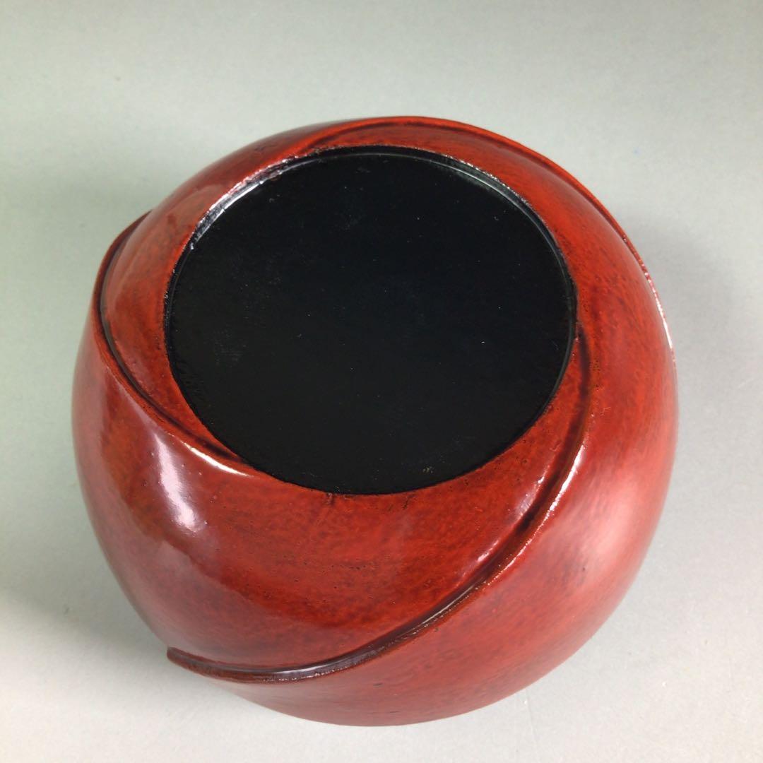 Ｒ４８　棗　『松永忠能(三喜三)作』『溜塗』『大平棗』　共箱　茶道具
