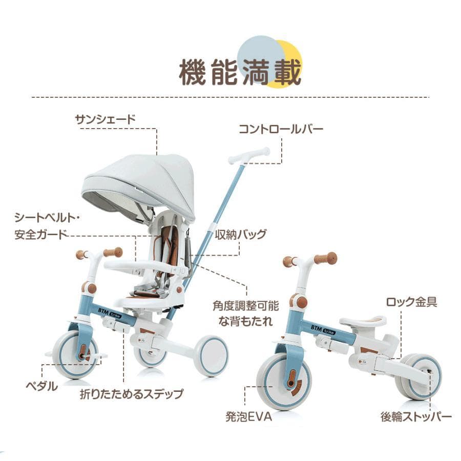 新品子供用三輪車 7in1 完全折りたたみ 三輪車のりもの1548-140