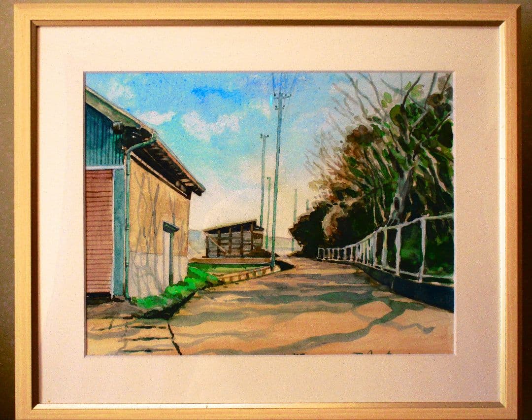 水彩画 風景画 額装済み F6サイズ