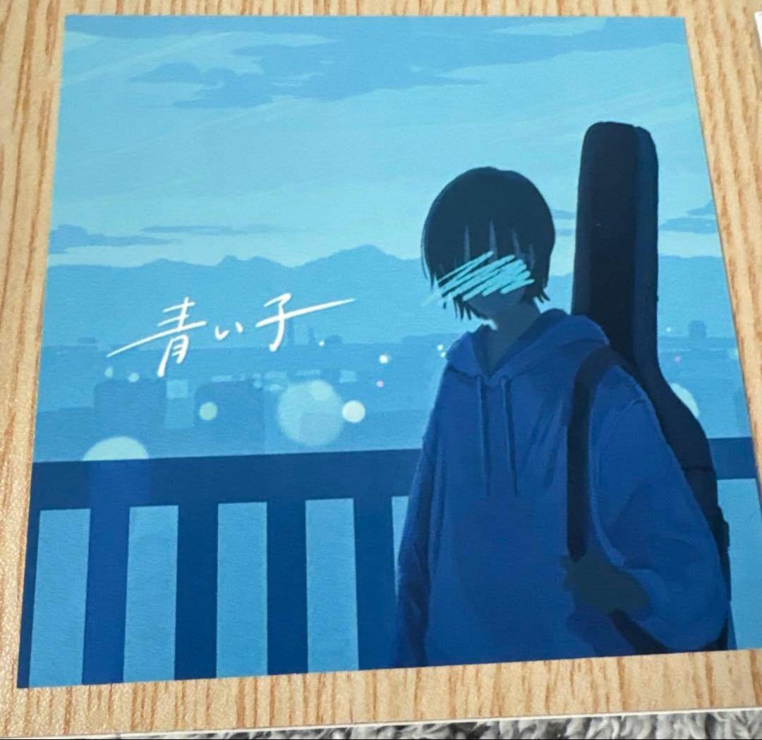 青い子 Tシャツ アクリルスタンド 直筆サイン入り色紙(2枚目は色紙裏面)