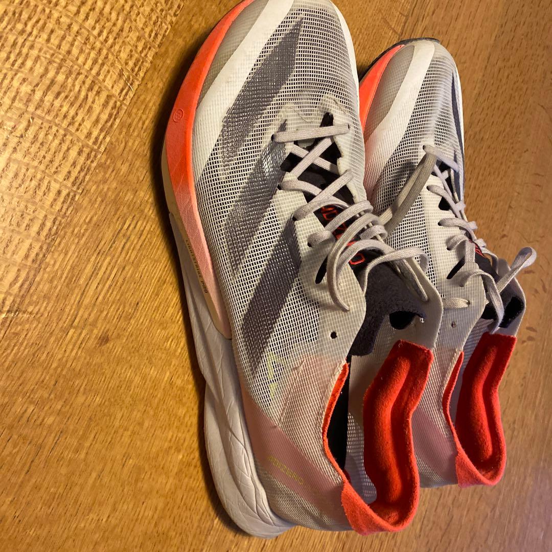 ADIDAS ADIZERO スパイクシューズ ホワイト/オレンジ