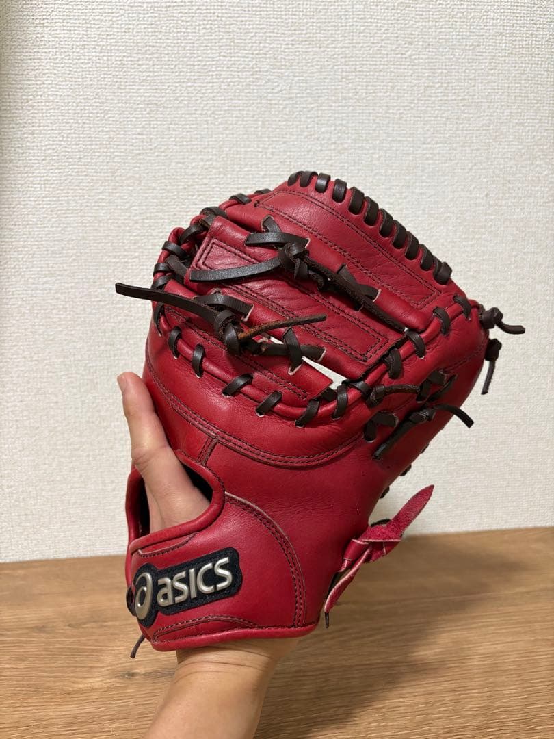 asics アシックス　ファーストミット　軟式グローブ レッド