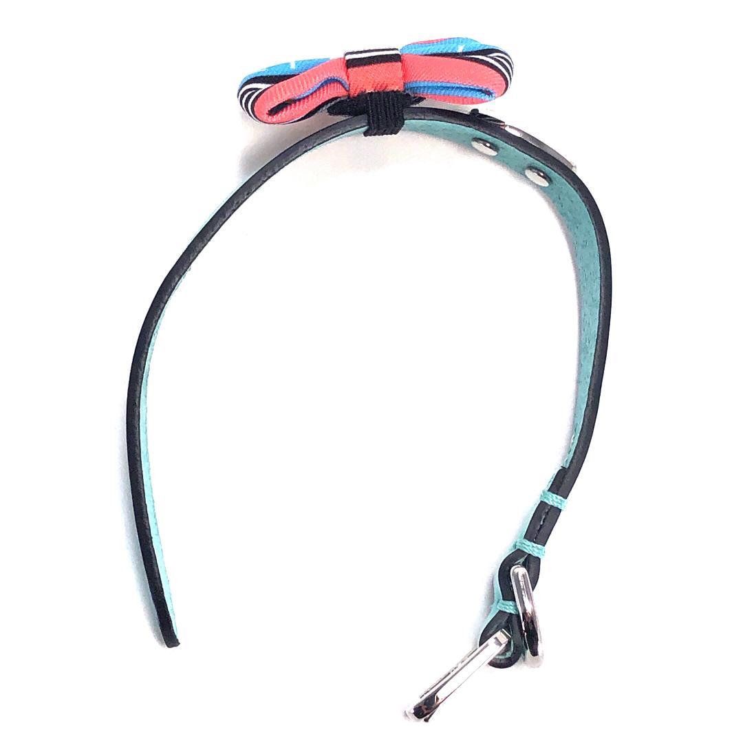 【美品・箱付き】ティファニー／ペット用 アクセサリー レザー 首輪 リボン