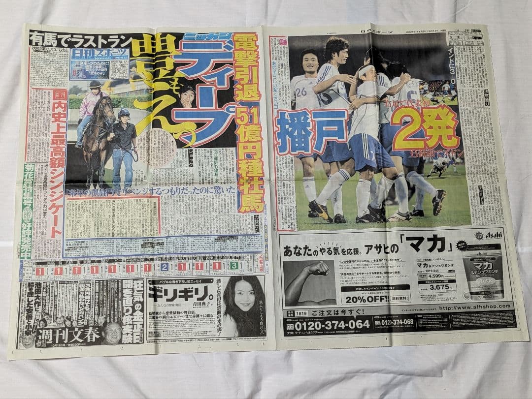 ディープインパクト　武豊　菊花賞　競走馬　写真パネル　額縁入り　スポーツ新聞付き
