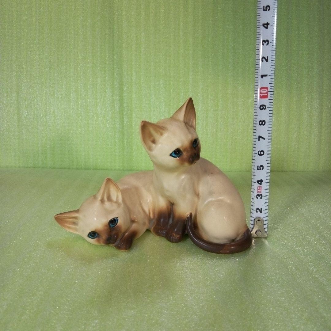 アンティークな猫の置物　仲良し　兄弟？　シャム猫？　ポインテッド？　レア　希少