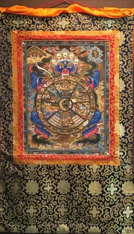 ◆六道輪廻図（Wheel of Life）/タンカ／仏画／曼荼羅／チベット-A