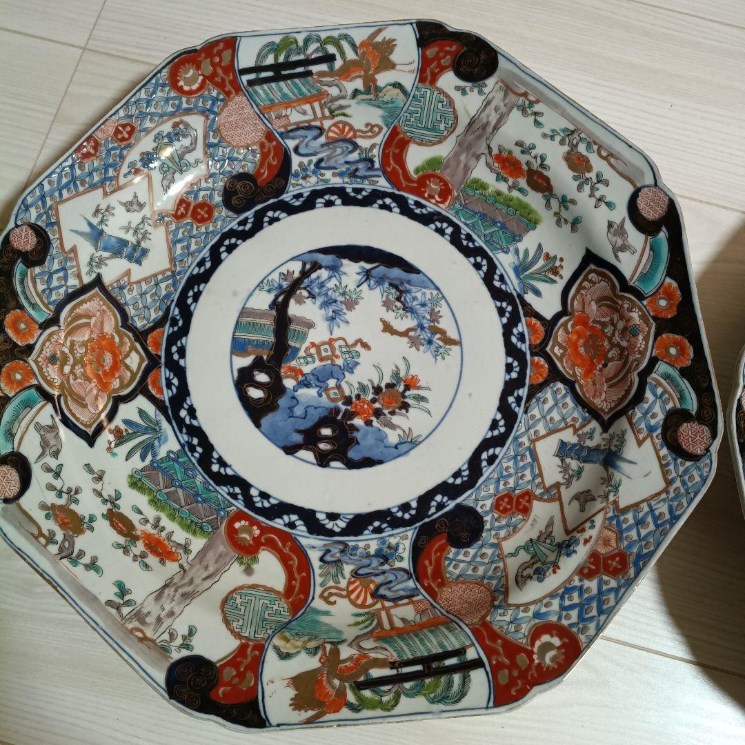 古伊万里 　大皿　飾皿　直径約４１cm　２個セット 木箱あり