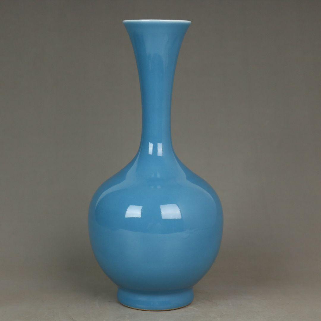 天青釉賞瓶 景徳鎮 陶磁器 装飾品 現代工芸品美術品 置物