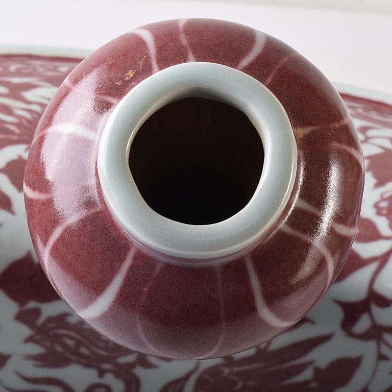 中国　釉里紅　四足水注　扁壷　M　7325C