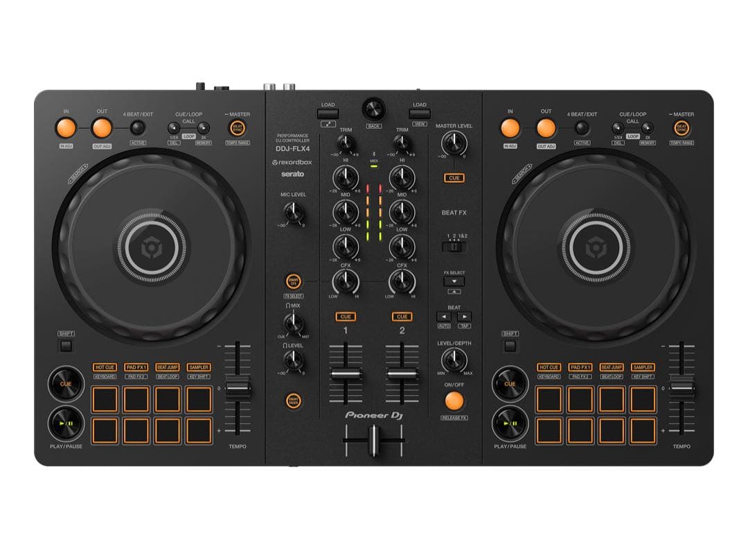 Pioneer DJ DDJ-FLX4 DJ、BOSEスピーカー、PCスタンド