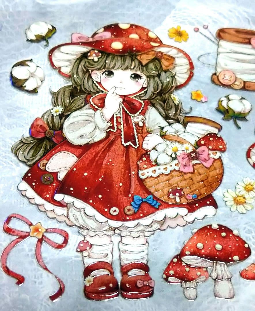 J703＃蘑菇织屋(虹光)浸月岛切り売り海外人物装飾マステ女の子
