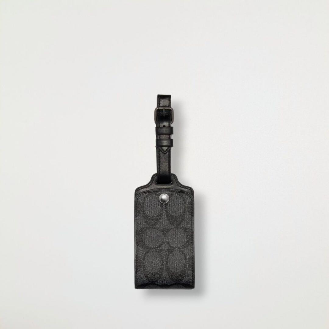 ☆限定商品☆ COACH ネームタグ シグネチャー ラゲッジタグ チャコール