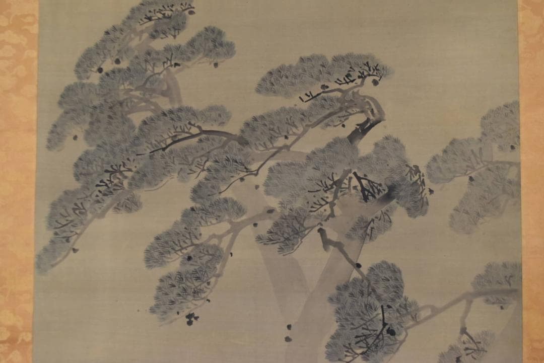【真作】菊池容斎/松鶴図/幕末・明治/掛軸/名家伝来/AA-891
