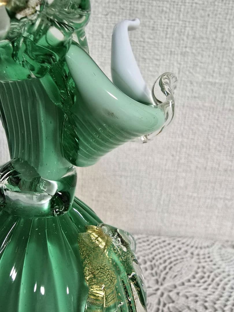 ベネチアングラス 人形 Murano グリーン