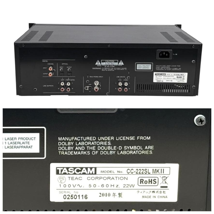 優良美品・TASCAM CDレコーダー/カセットデッキ CC-222SLMK2