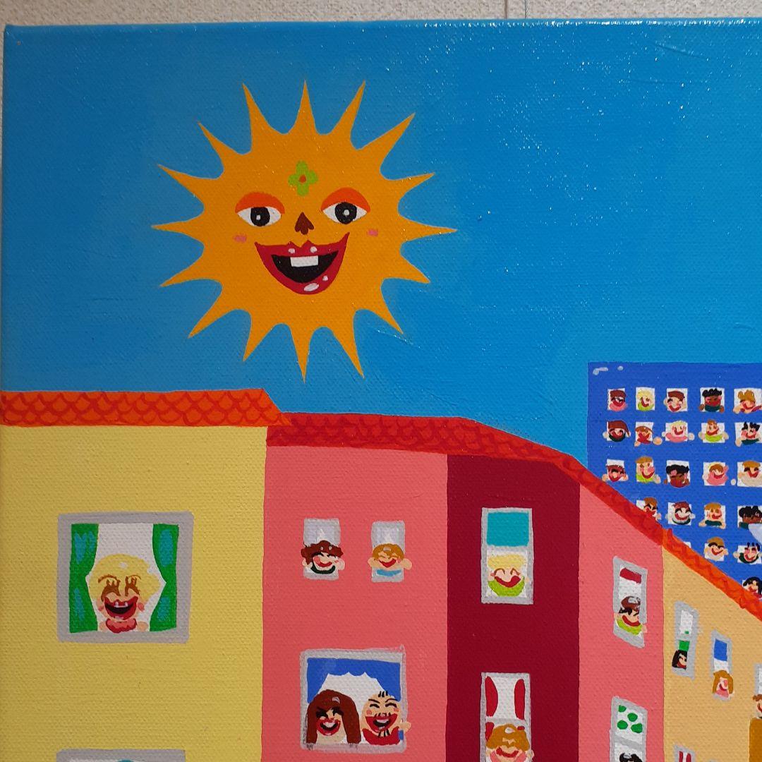 ハッピーベルリン　画家　小楠アキコ作品　アクリルガッシュ50×70cmキャンバス