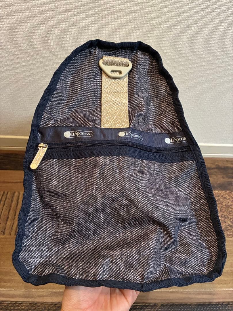 新品同　レスポートサック ボストンバッグ　デニムブルー×霜降りベージュ