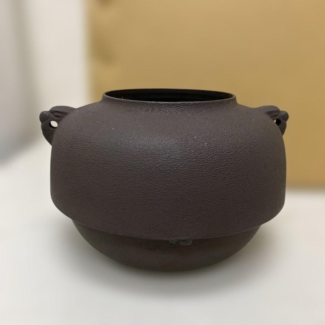 値下げ　美品　鬼面風炉　釜付　鉄風炉　練習用