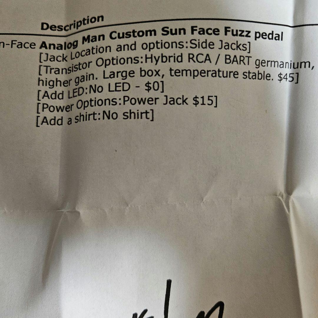 ギター ANALOGMAN SUN FACE Fuzz RCA/BART hybrid
