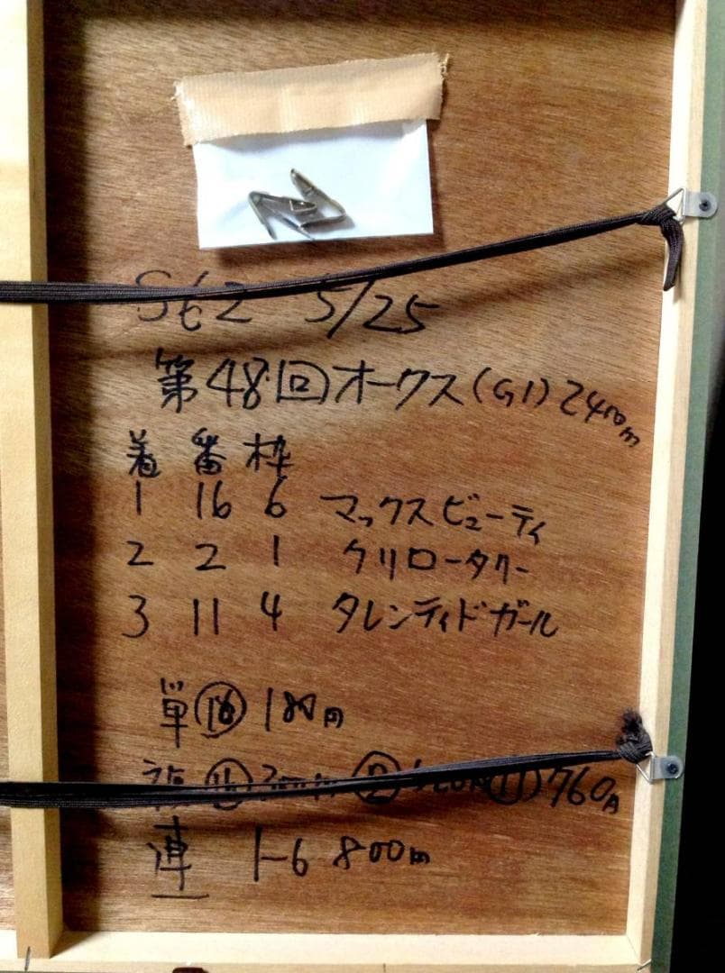競馬パネル：マックスビューティ「1987年第48回優駿牝馬」