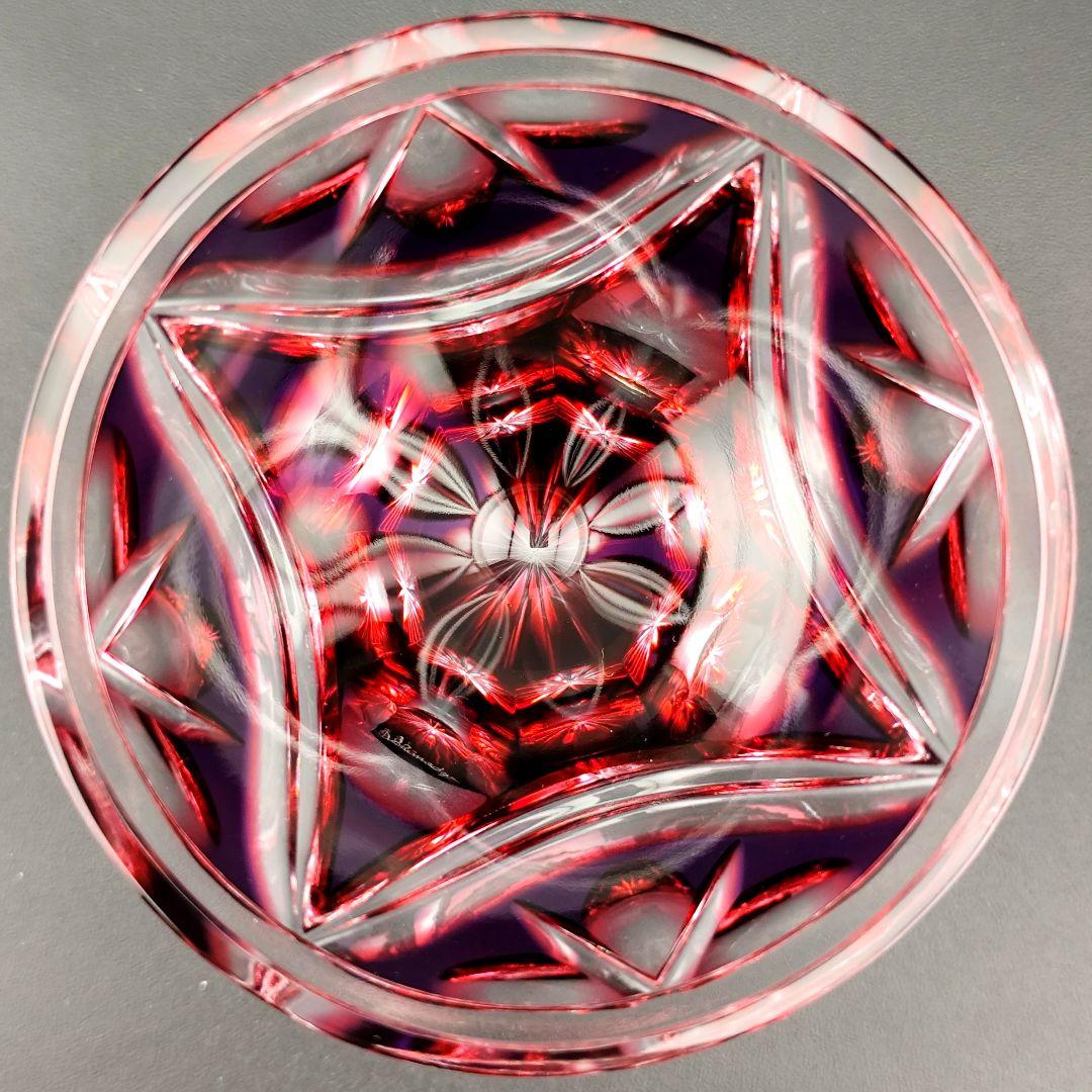 定価45100円☆未使用☆薩摩切子 二色被せ 脚付盃（切子、江戸切子、薩摩切子）