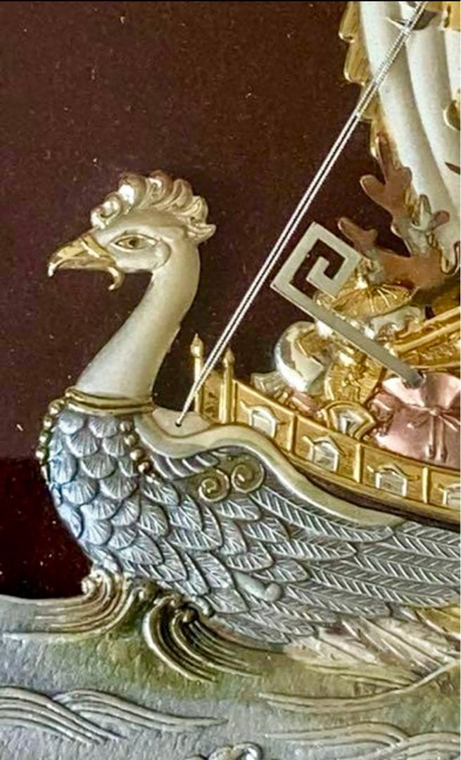 銘品 伝統工芸 純銀 レリーフ額 武比古 シルバー 999 宝船 初夢