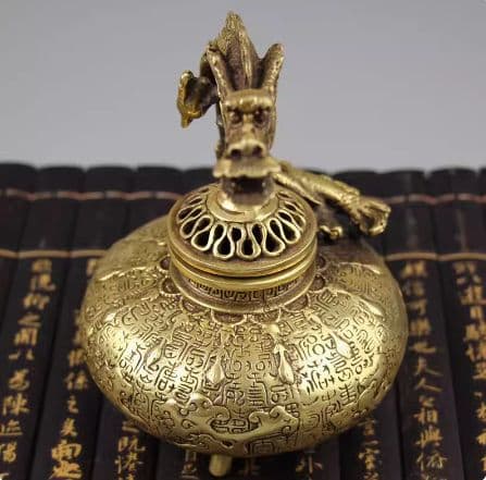 手提竜香炉 銅器 香炉 茶道具 香道具 工芸品 美術品 置物