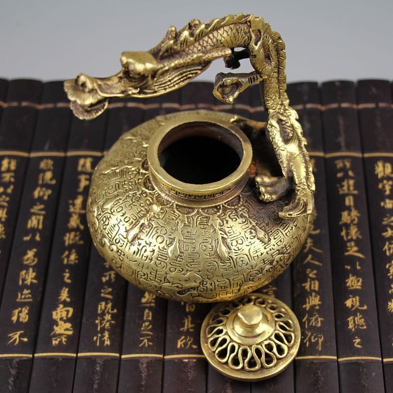 手提竜香炉 銅器 香炉 茶道具 香道具 工芸品 美術品 置物