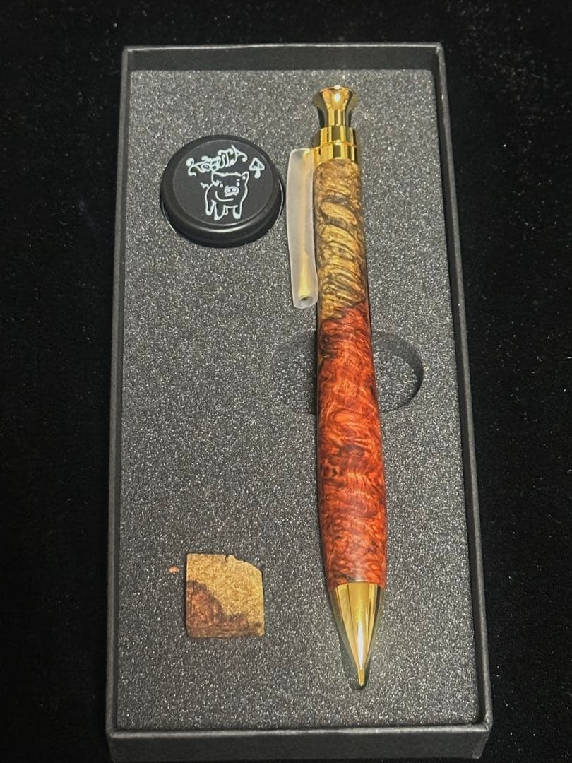 こぶた工房 シャープペンシル 極上花梨紅白 ゴールド金具 0.5mm