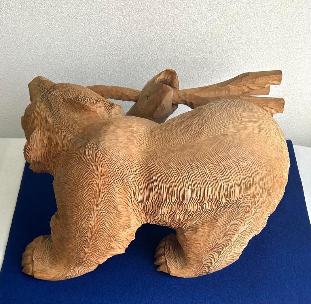 日川清作 トゥムシ彫り 木彫熊 1989年 北海道阿寒湖 3.4kg 37cm