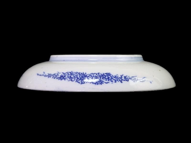 古伊万里　型刷り印判　染付　富士に龍の図　５寸皿　２枚　F175 AS-fbqv