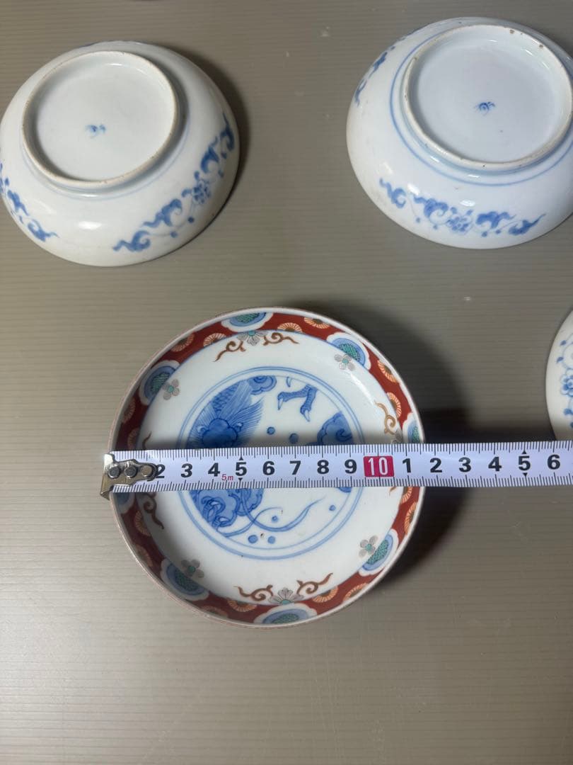 2429 激レア　香蘭社　伊萬里風　色絵龍文　皿　8客　時代物