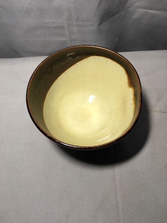 【茶道具】陽炎園造  膳所焼 胴紐 茶碗 A162