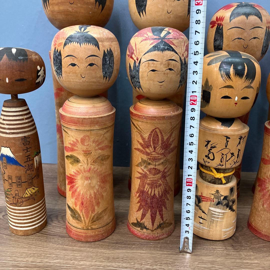 D-2 昭和レトロ 伝統こけし 11体セット 鳴子系 作家物 富士五湖 置物