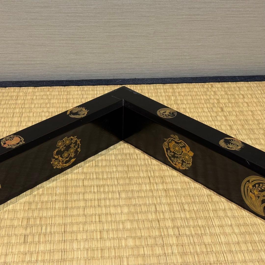 林哲山 花丸蒔絵 炉縁 共箱 木製漆器 茶道具
