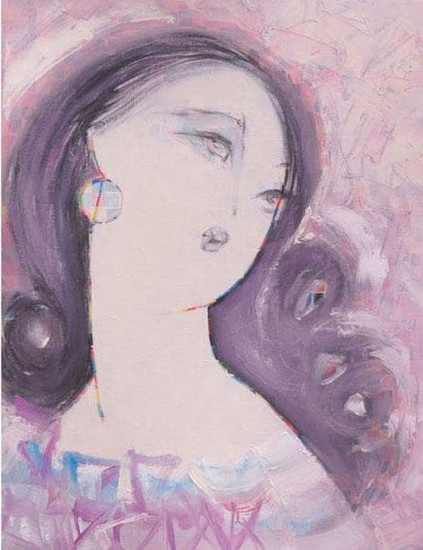 油絵 菅家令子 絵 絵画 インテリア 額付(白) F6-082111 人物 女性