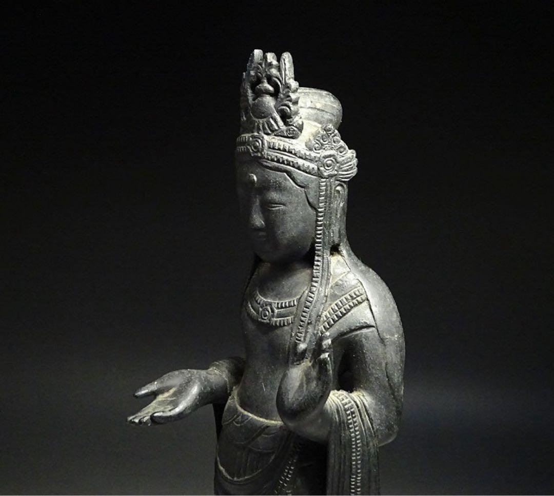 飛鳥 白鳳 金銅仏 観音菩薩立像 蓮華座 念持仏 仏像 仏教美術 骨董 古美術