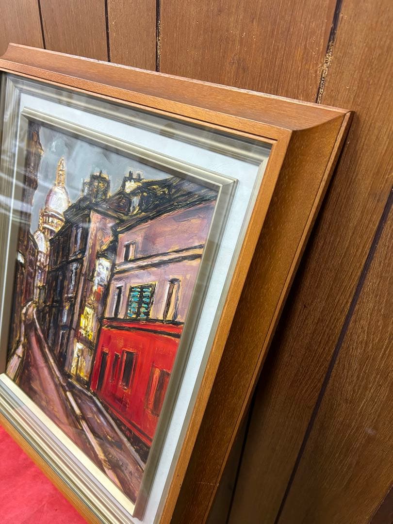 絵画　市村司　原画　直筆サイン　風景画　サンリュスチック通り　額の裏下割れあり