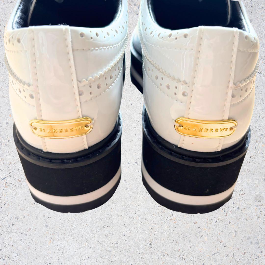 【未使用タグ付】St.ANDREWSゴルフシューズ エナメル厚底ウィングチップ