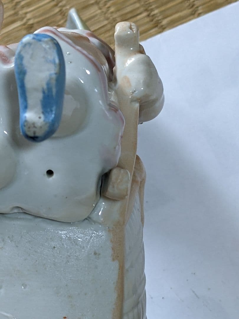 ♦明治時代 アールヌーボ 陶磁器人形 小物入れ？渋沢栄一 ポスター 骨董品