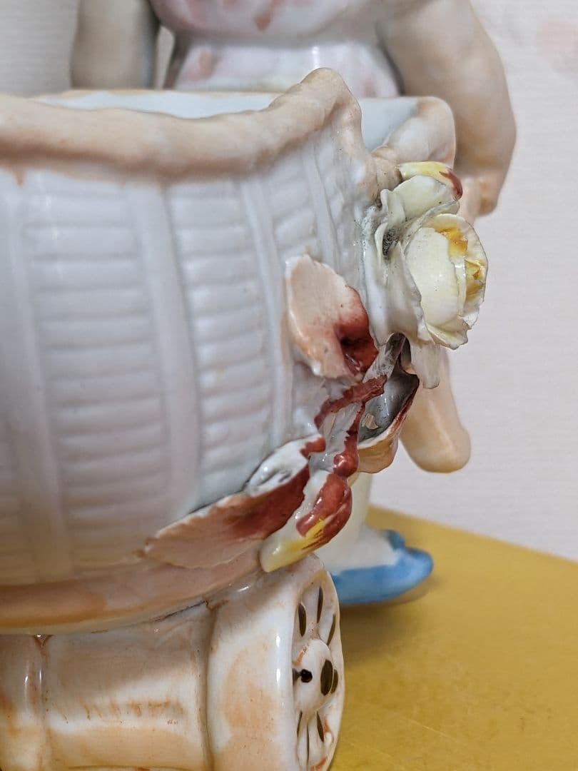 ♦明治時代 アールヌーボ 陶磁器人形 小物入れ？渋沢栄一 ポスター 骨董品