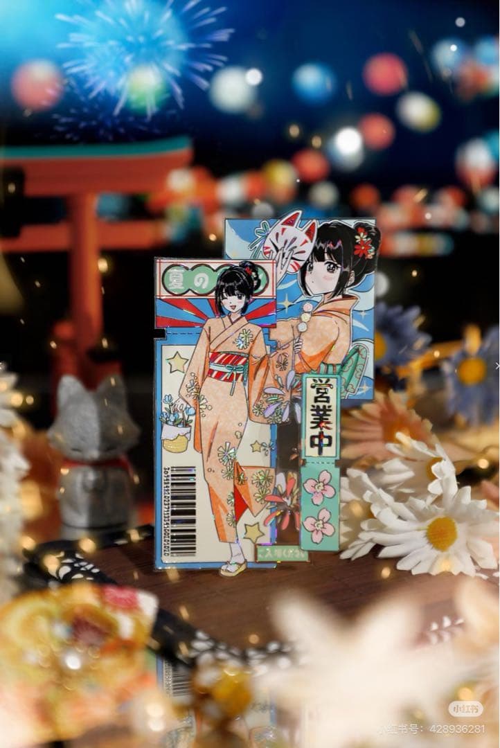 【9437】海外　3/5/巻　貝殻光マスキングテープ　女の子　祭り　夏　人物系